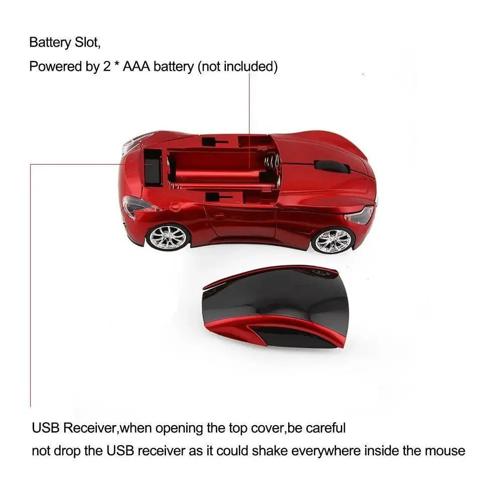 Stylish Wireless Computer Car Shape Mouse Mini 3D Ergonomic PC Gamer Mouse Retro Optical Mice 1600 DPI USB Receiver Suitable for PC/Computer/Laptop Stevvex