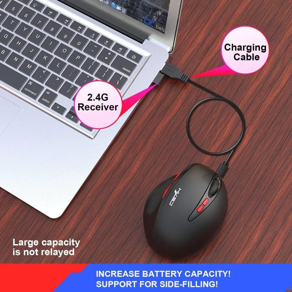 Stylish Wireless Gaming Mouse Vertical Ergonomic Rechargeable Gamer Mouse  Classic USB 7 Key Magic Mouse For PC Laptop Notebook Computer Desktop Stevvex