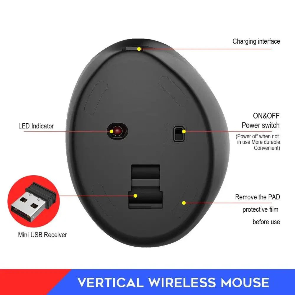 Stylish Wireless Gaming Mouse Vertical Ergonomic Rechargeable Gamer Mouse  Classic USB 7 Key Magic Mouse For PC Laptop Notebook Computer Desktop Stevvex