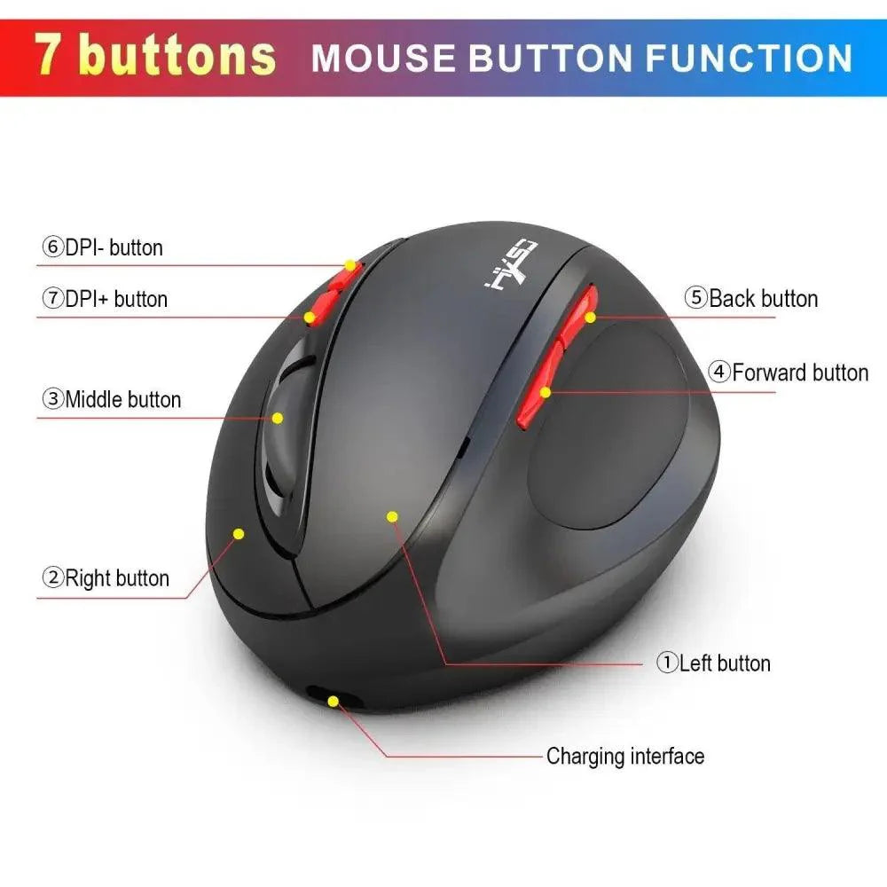 Stylish Wireless Gaming Mouse Vertical Ergonomic Rechargeable Gamer Mouse  Classic USB 7 Key Magic Mouse For PC Laptop Notebook Computer Desktop Stevvex