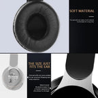 Stylish  Wireless Headphones 3D Stereo Bluetooth Foldable Gaming Headphones With Mic Foldable Lightweight Neckband Headphone For Mobile PC Laptop Stevvex