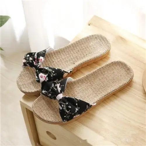 Stylish Women Flax Slippers Casual Summer Flower Elegant Fashion Slippers For Womens Stevvex