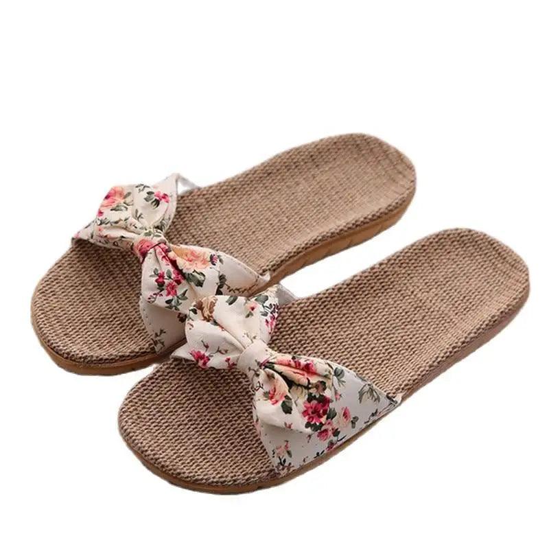 Stylish Women Flax Slippers Casual Summer Flower Elegant Fashion Slippers For Womens Stevvex
