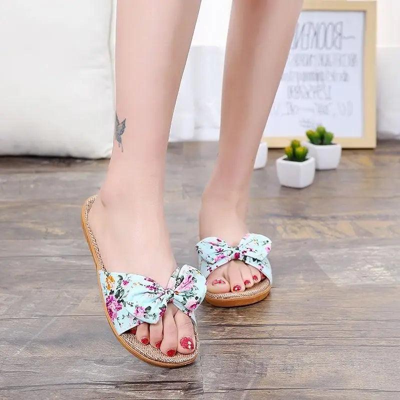 Stylish Women Flax Slippers Casual Summer Flower Elegant Fashion Slippers For Womens Stevvex
