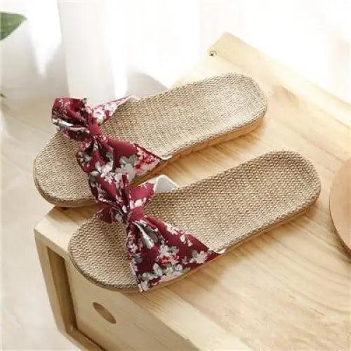 Stylish Women Flax Slippers Casual Summer Flower Elegant Fashion Slippers For Womens Stevvex