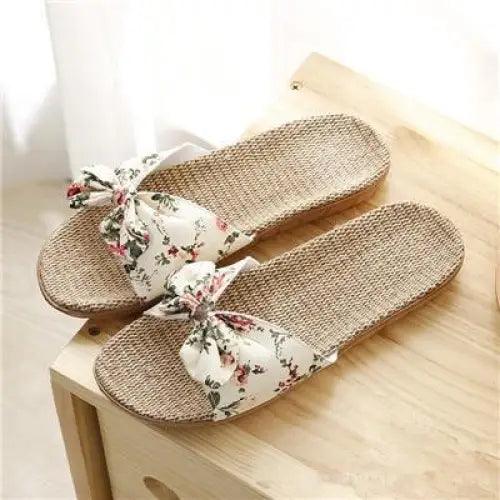 Stylish Women Flax Slippers Casual Summer Flower Elegant Fashion Slippers For Womens Stevvex