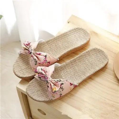 Stylish Women Flax Slippers Casual Summer Flower Elegant Fashion Slippers For Womens Stevvex