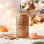 17oz Glass Tumbler Bamboo Lid Stainless Straws - Coffee Quote For Women BandsCo Straps