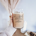 17oz Glass Tumbler Bamboo Lid Stainless Straws - Coffee Quote For Women BandsCo Straps