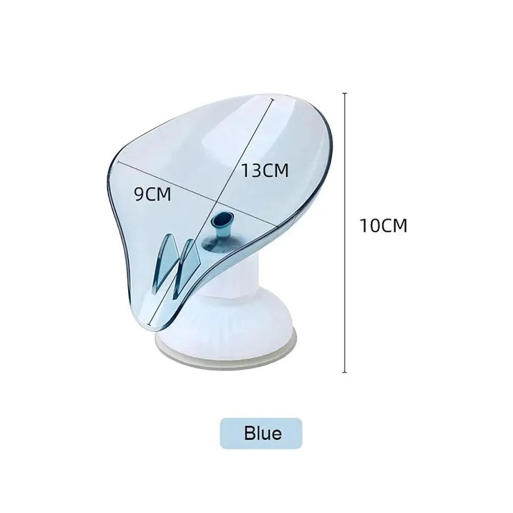 Suction Cup Soap Dish Holder Leaf-Shape Self-Draining Soap Saver Box Not Punched for Shower Bathroom Kitchen Soap Dishes Sponge Container with Suction Cup Leaf Shape Self Draining for Bathroom Kitchen Sink Stevvex