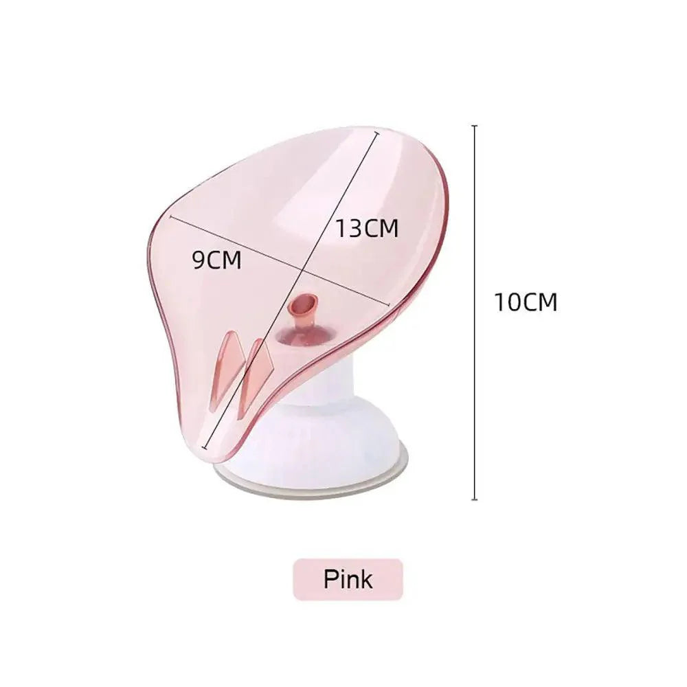 Suction Cup Soap Dish Holder Leaf-Shape Self-Draining Soap Saver Box Not Punched for Shower Bathroom Kitchen Soap Dishes Sponge Container with Suction Cup Leaf Shape Self Draining for Bathroom Kitchen Sink Stevvex