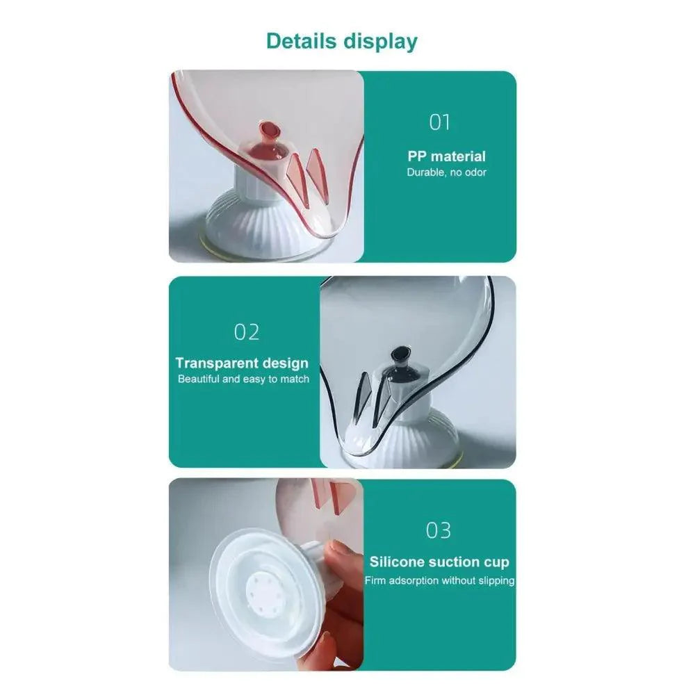 Suction Cup Soap Dish Holder Leaf-Shape Self-Draining Soap Saver Box Not Punched for Shower Bathroom Kitchen Soap Dishes Sponge Container with Suction Cup Leaf Shape Self Draining for Bathroom Kitchen Sink Stevvex