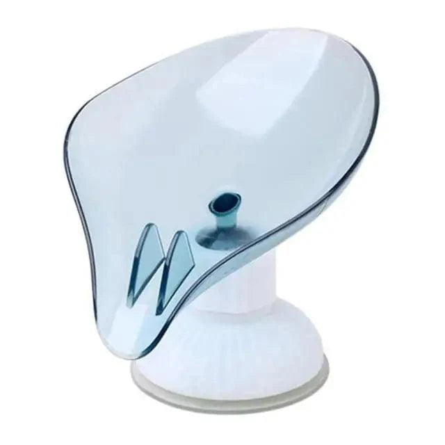 Suction Cup Soap Dish Holder Leaf-Shape Self-Draining Soap Saver Box Not Punched for Shower Bathroom Kitchen Soap Dishes Sponge Container with Suction Cup Leaf Shape Self Draining for Bathroom Kitchen Sink Stevvex