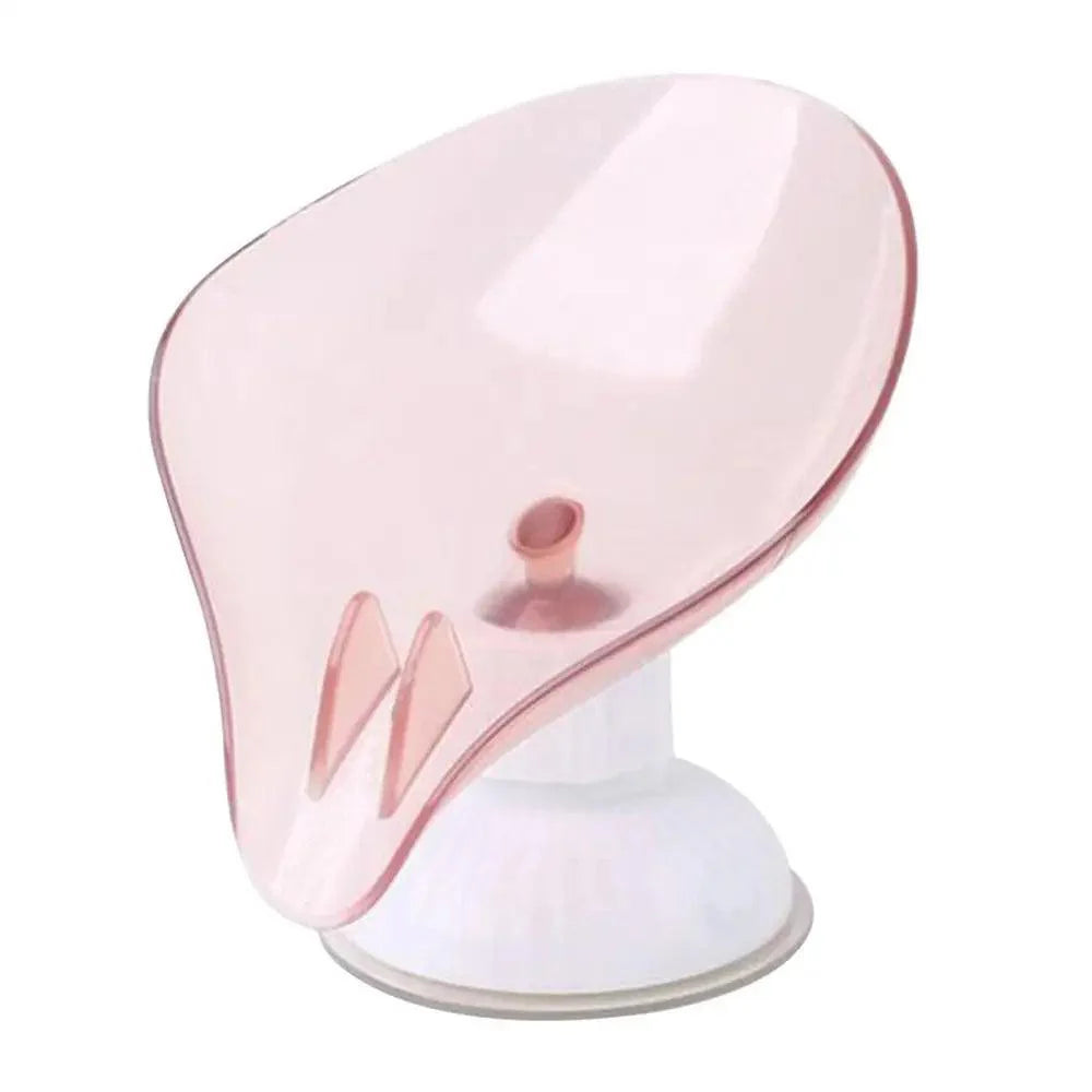 Suction Cup Soap Dish Holder Leaf-Shape Self-Draining Soap Saver Box Not Punched for Shower Bathroom Kitchen Soap Dishes Sponge Container with Suction Cup Leaf Shape Self Draining for Bathroom Kitchen Sink Stevvex