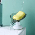 Suction Cup Soap Dish Holder Leaf-Shape Self-Draining Soap Saver Box Not Punched for Shower Bathroom Kitchen Soap Dishes Sponge Container with Suction Cup Leaf Shape Self Draining for Bathroom Kitchen Sink Stevvex