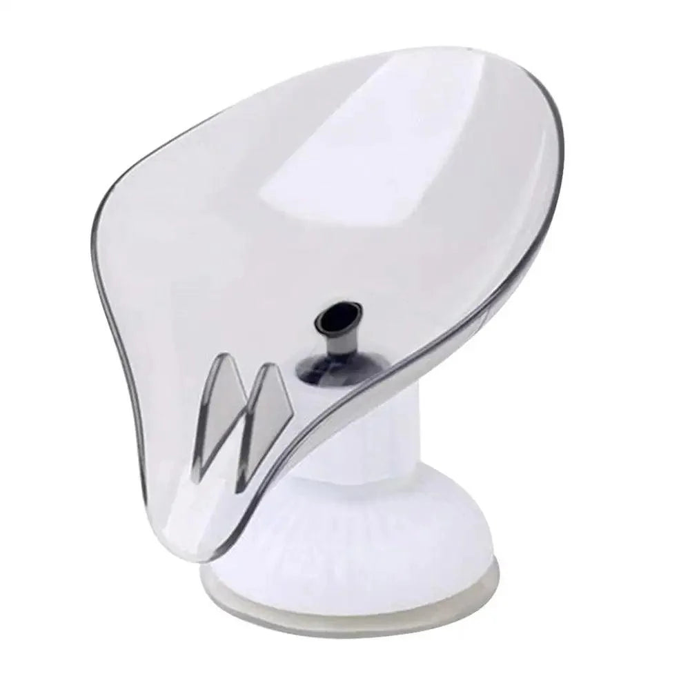 Suction Cup Soap Dish Holder Leaf-Shape Self-Draining Soap Saver Box Not Punched for Shower Bathroom Kitchen Soap Dishes Sponge Container with Suction Cup Leaf Shape Self Draining for Bathroom Kitchen Sink Stevvex
