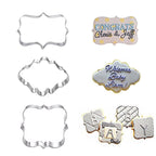 Sugar Biscuit Mold 3Pcs Plaque Cutter Cookies Frame Cake Oval Square Rectangle Fancy Stainless Cookie Mold Plaque Frame Cookie Cutter Set Square Frame Fancy Oval Rectangle And Photo Plaques Frame Fondant Cutters Stevvex