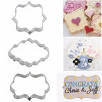 Sugar Biscuit Mold 3Pcs Plaque Cutter Cookies Frame Cake Oval Square Rectangle Fancy Stainless Cookie Mold Plaque Frame Cookie Cutter Set Square Frame Fancy Oval Rectangle And Photo Plaques Frame Fondant Cutters Stevvex