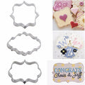 Sugar Biscuit Mold 3Pcs Plaque Cutter Cookies Frame Cake Oval Square Rectangle Fancy Stainless Cookie Mold Plaque Frame Cookie Cutter Set Square Frame Fancy Oval Rectangle And Photo Plaques Frame Fondant Cutters Stevvex