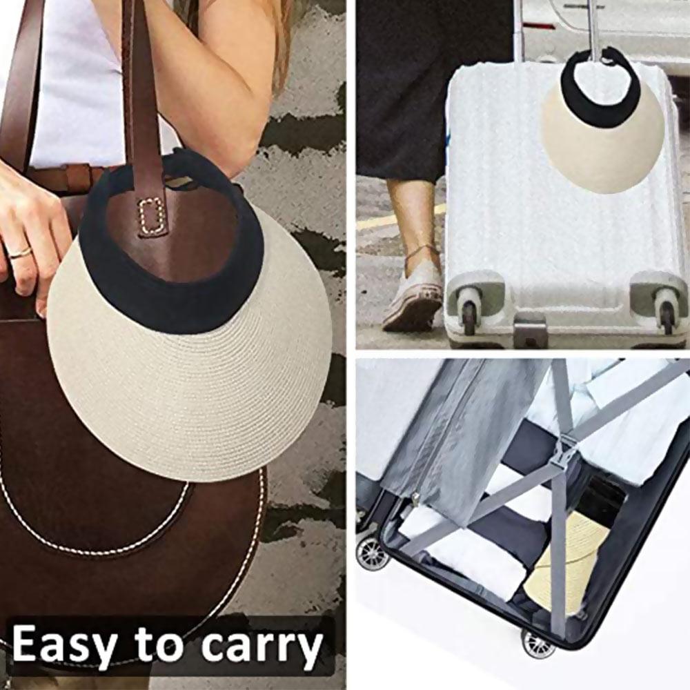 Summer Adjustable Empty Top Hat Portable Foldable Women's Beach Hat Wide Brim Women Sun Hat Fashion Casual Comfortable Cap Visors For Outdoor Activities Stevvex