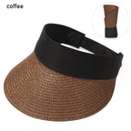 Summer Adjustable Empty Top Hat Portable Foldable Women's Beach Hat Wide Brim Women Sun Hat Fashion Casual Comfortable Cap Visors For Outdoor Activities Stevvex