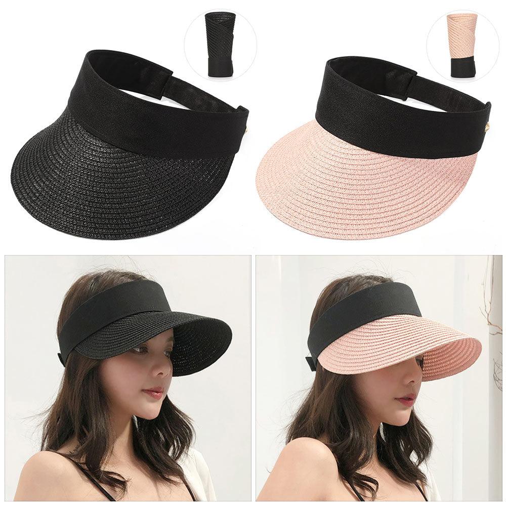 Summer Adjustable Empty Top Hat Portable Foldable Women's Beach Hat Wide Brim Women Sun Hat Fashion Casual Comfortable Cap Visors For Outdoor Activities Stevvex