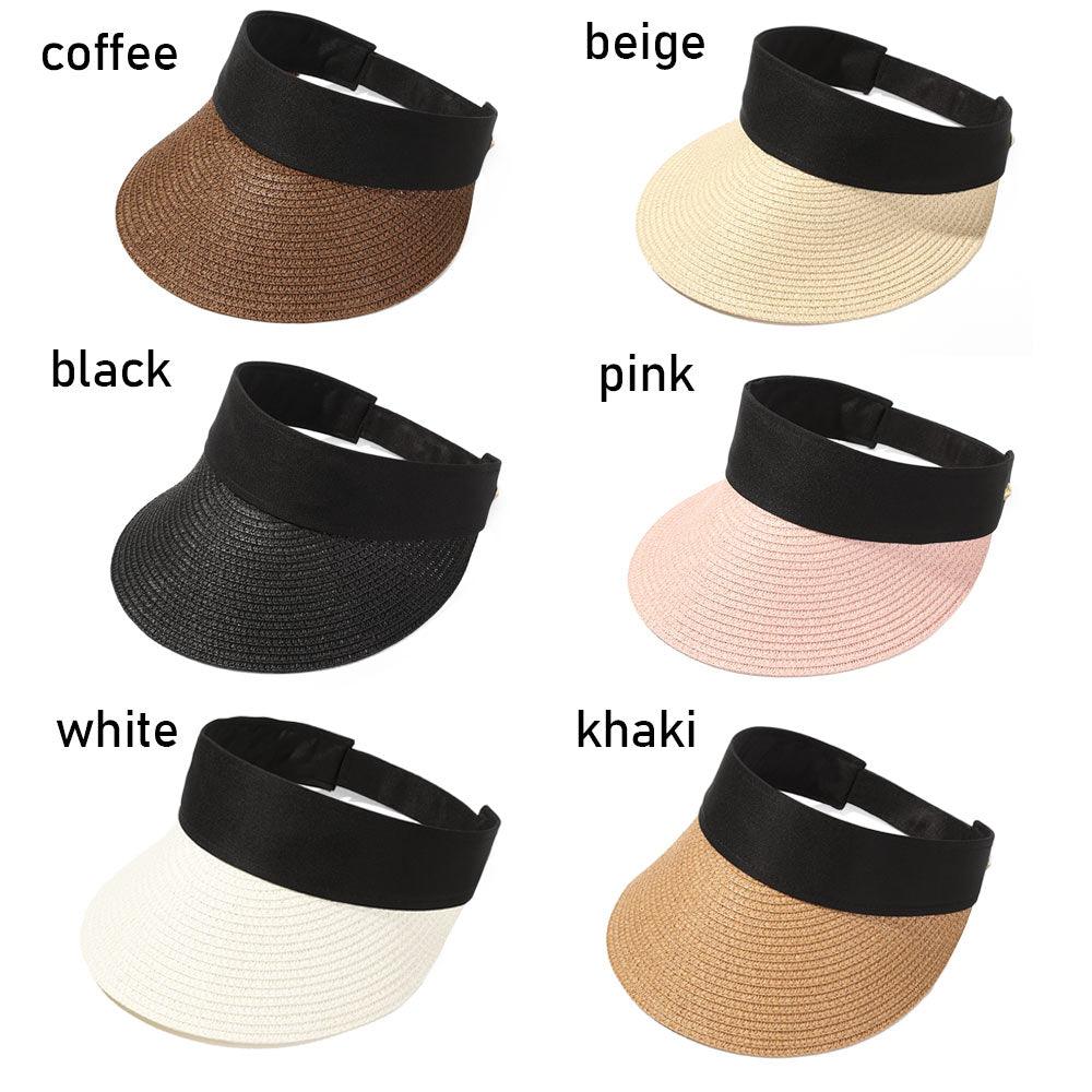 Summer Adjustable Empty Top Hat Portable Foldable Women's Beach Hat Wide Brim Women Sun Hat Fashion Casual Comfortable Cap Visors For Outdoor Activities Stevvex