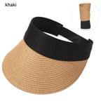 Summer Adjustable Empty Top Hat Portable Foldable Women's Beach Hat Wide Brim Women Sun Hat Fashion Casual Comfortable Cap Visors For Outdoor Activities Stevvex