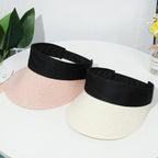 Summer Adjustable Empty Top Hat Portable Foldable Women's Beach Hat Wide Brim Women Sun Hat Fashion Casual Comfortable Cap Visors For Outdoor Activities Stevvex