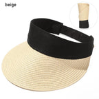 Summer Adjustable Empty Top Hat Portable Foldable Women's Beach Hat Wide Brim Women Sun Hat Fashion Casual Comfortable Cap Visors For Outdoor Activities Stevvex