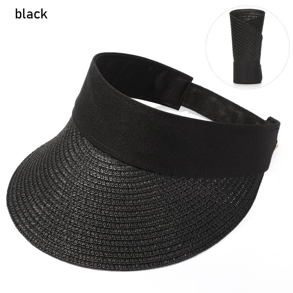 Summer Adjustable Empty Top Hat Portable Foldable Women's Beach Hat Wide Brim Women Sun Hat Fashion Casual Comfortable Cap Visors For Outdoor Activities Stevvex