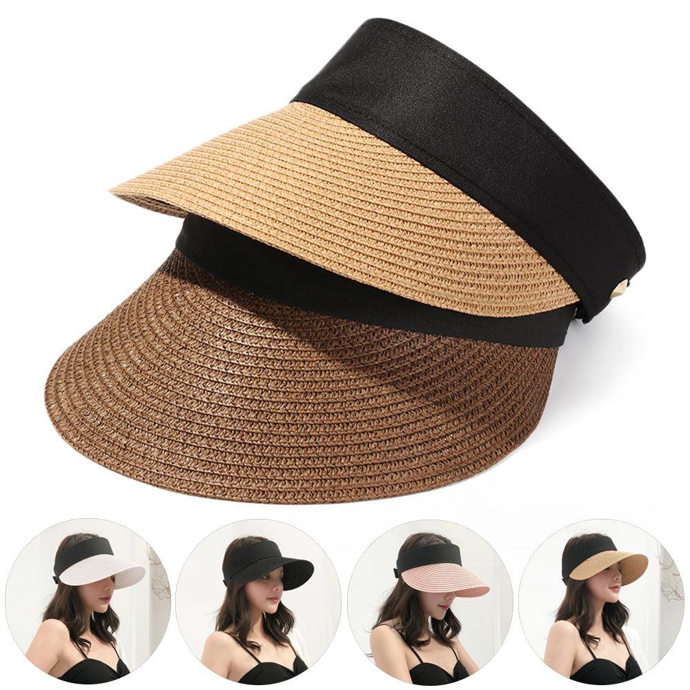 Summer Adjustable Empty Top Hat Portable Foldable Women's Beach Hat Wide Brim Women Sun Hat Fashion Casual Comfortable Cap Visors For Outdoor Activities Stevvex