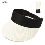 Summer Adjustable Empty Top Hat Portable Foldable Women's Beach Hat Wide Brim Women Sun Hat Fashion Casual Comfortable Cap Visors For Outdoor Activities Stevvex