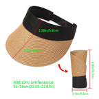 Summer Adjustable Empty Top Hat Portable Foldable Women's Beach Hat Wide Brim Women Sun Hat Fashion Casual Comfortable Cap Visors For Outdoor Activities Stevvex