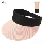 Summer Adjustable Empty Top Hat Portable Foldable Women's Beach Hat Wide Brim Women Sun Hat Fashion Casual Comfortable Cap Visors For Outdoor Activities Stevvex