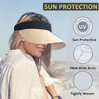 Summer Adjustable Empty Top Hat Portable Foldable Women's Beach Hat Wide Brim Women Sun Hat Fashion Casual Comfortable Cap Visors For Outdoor Activities Stevvex