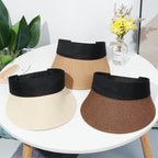 Summer Adjustable Empty Top Hat Portable Foldable Women's Beach Hat Wide Brim Women Sun Hat Fashion Casual Comfortable Cap Visors For Outdoor Activities Stevvex