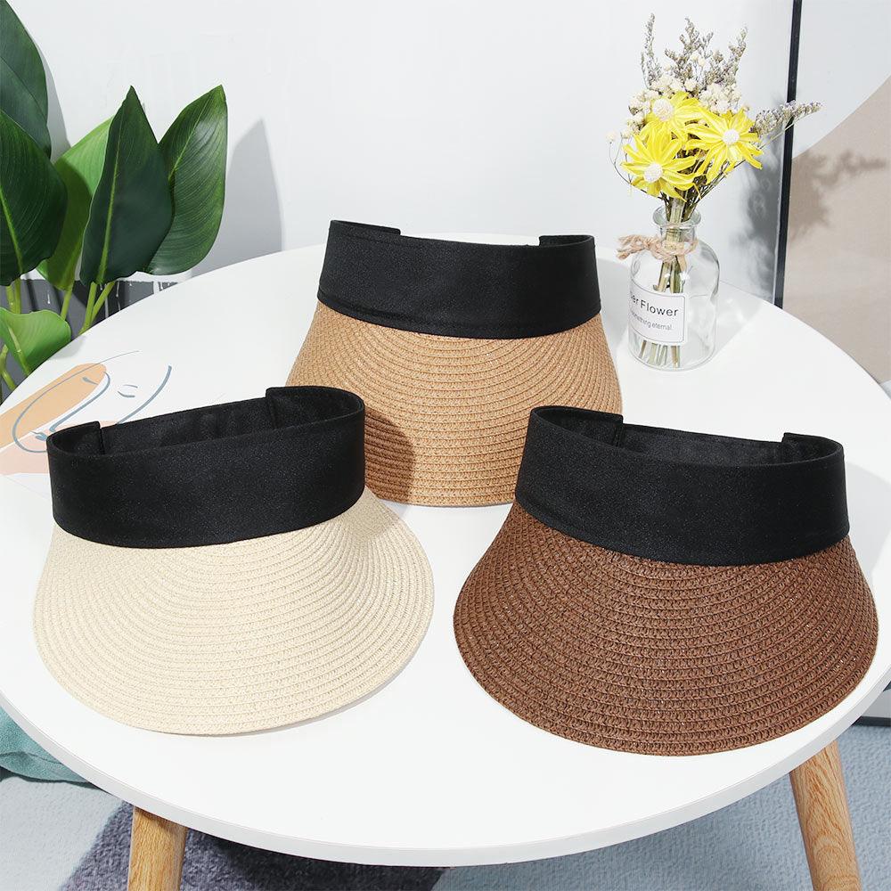 Summer Adjustable Empty Top Hat Portable Foldable Women's Beach Hat Wide Brim Women Sun Hat Fashion Casual Comfortable Cap Visors For Outdoor Activities Stevvex