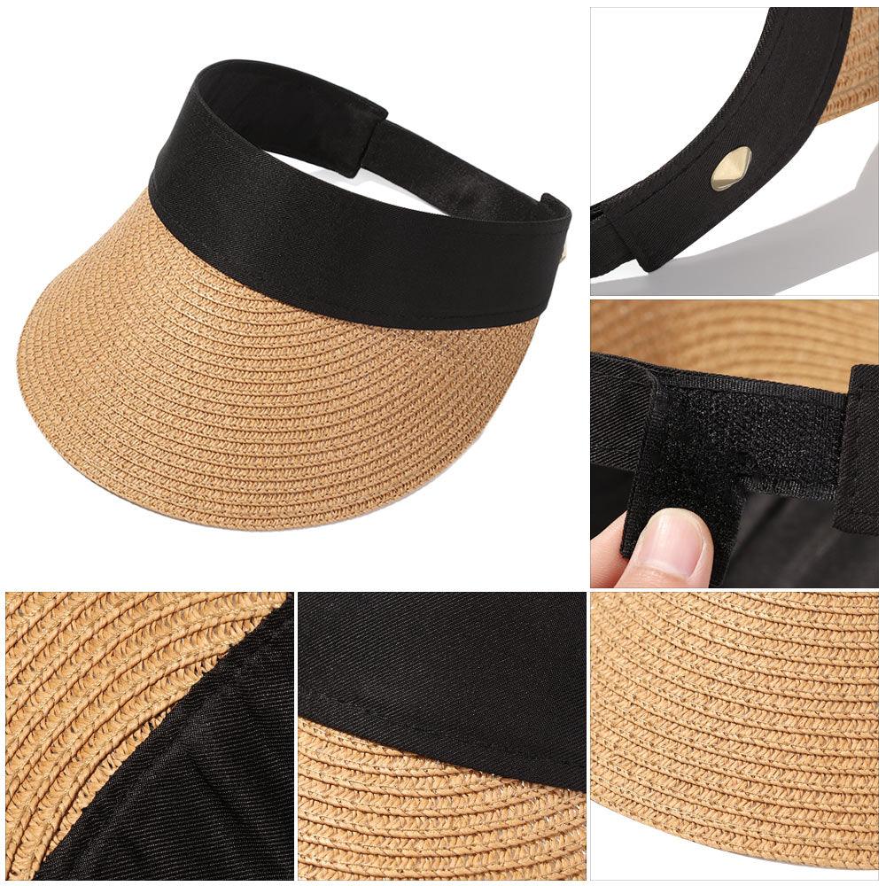 Summer Adjustable Empty Top Hat Portable Foldable Women's Beach Hat Wide Brim Women Sun Hat Fashion Casual Comfortable Cap Visors For Outdoor Activities Stevvex