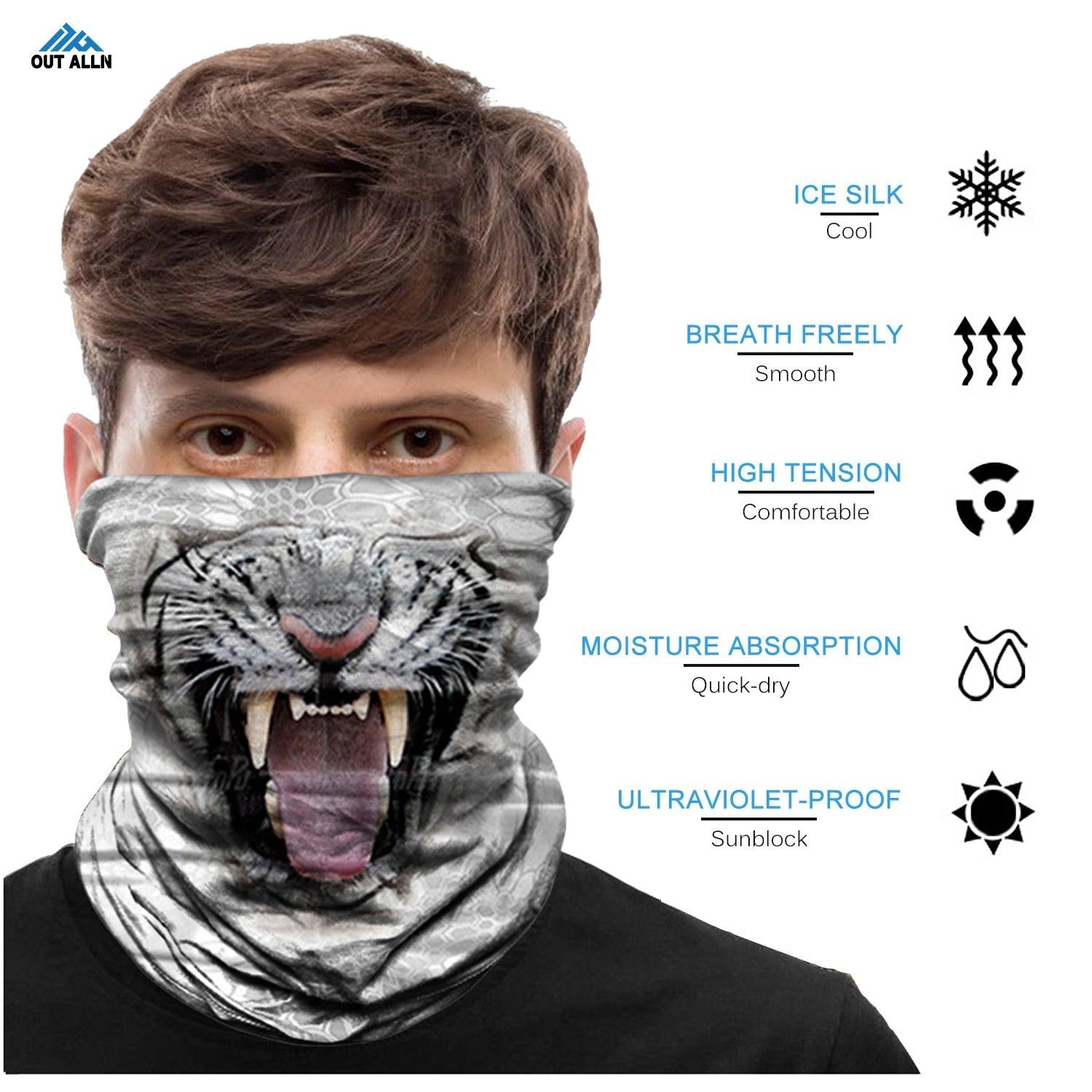 Summer Animal Bandana Neck Gaiter Tube Scarf Buff Party Halloween Half Mask Face Shield Sport Headband Balaclava Seamless Magic Head Scarf Breathable Bandana Turban Outdoor Hiking Quick-Dry Sweat Absorbing Scarves Multifunction Beanie Hat Stevvex