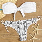 Summer Blue Bikini Women Swimwear Female Swimsuit  Women’s Floral Print Lace-up Strapless Padded Comfortable Swimwear Bathing Suit Two-pieces Bikini Set Knotted Bathing Swim Suit Stevvex
