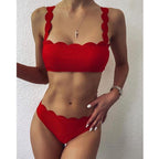 Summer Blue Bikini Women Swimwear Female Swimsuit  Women’s Floral Print Lace-up Strapless Padded Comfortable Swimwear Bathing Suit Two-pieces Bikini Set Knotted Bathing Swim Suit Stevvex
