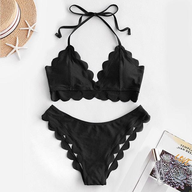 Summer Blue Bikini Women Swimwear Female Swimsuit  Women’s Floral Print Lace-up Strapless Padded Comfortable Swimwear Bathing Suit Two-pieces Bikini Set Knotted Bathing Swim Suit Stevvex