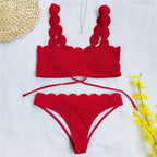 Summer Blue Bikini Women Swimwear Female Swimsuit  Women’s Floral Print Lace-up Strapless Padded Comfortable Swimwear Bathing Suit Two-pieces Bikini Set Knotted Bathing Swim Suit Stevvex