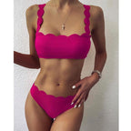 Summer Blue Bikini Women Swimwear Female Swimsuit  Women’s Floral Print Lace-up Strapless Padded Comfortable Swimwear Bathing Suit Two-pieces Bikini Set Knotted Bathing Swim Suit Stevvex