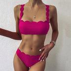 Summer Blue Bikini Women Swimwear Female Swimsuit  Women’s Floral Print Lace-up Strapless Padded Comfortable Swimwear Bathing Suit Two-pieces Bikini Set Knotted Bathing Swim Suit Stevvex