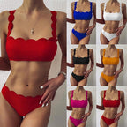 Summer Blue Bikini Women Swimwear Female Swimsuit  Women’s Floral Print Lace-up Strapless Padded Comfortable Swimwear Bathing Suit Two-pieces Bikini Set Knotted Bathing Swim Suit Stevvex