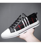 Summer Canvas Mens Breathable Vulcanize Sneakers Light Men Casual Walking Shoe Non-slip Fashionable Sports Shoes Mens Workout Lightweight White Flat Sneakers Stevvex