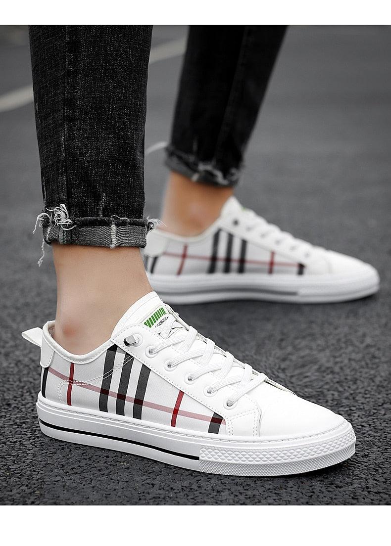 Summer Canvas Mens Breathable Vulcanize Sneakers Light Men Casual Walking Shoe Non-slip Fashionable Sports Shoes Mens Workout Lightweight White Flat Sneakers Stevvex