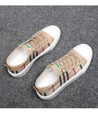 Summer Canvas Mens Breathable Vulcanize Sneakers Light Men Casual Walking Shoe Non-slip Fashionable Sports Shoes Mens Workout Lightweight White Flat Sneakers Stevvex